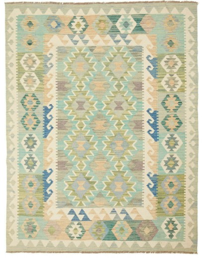 Tappeto Kilim Afghanistan beige azzurro 151x196