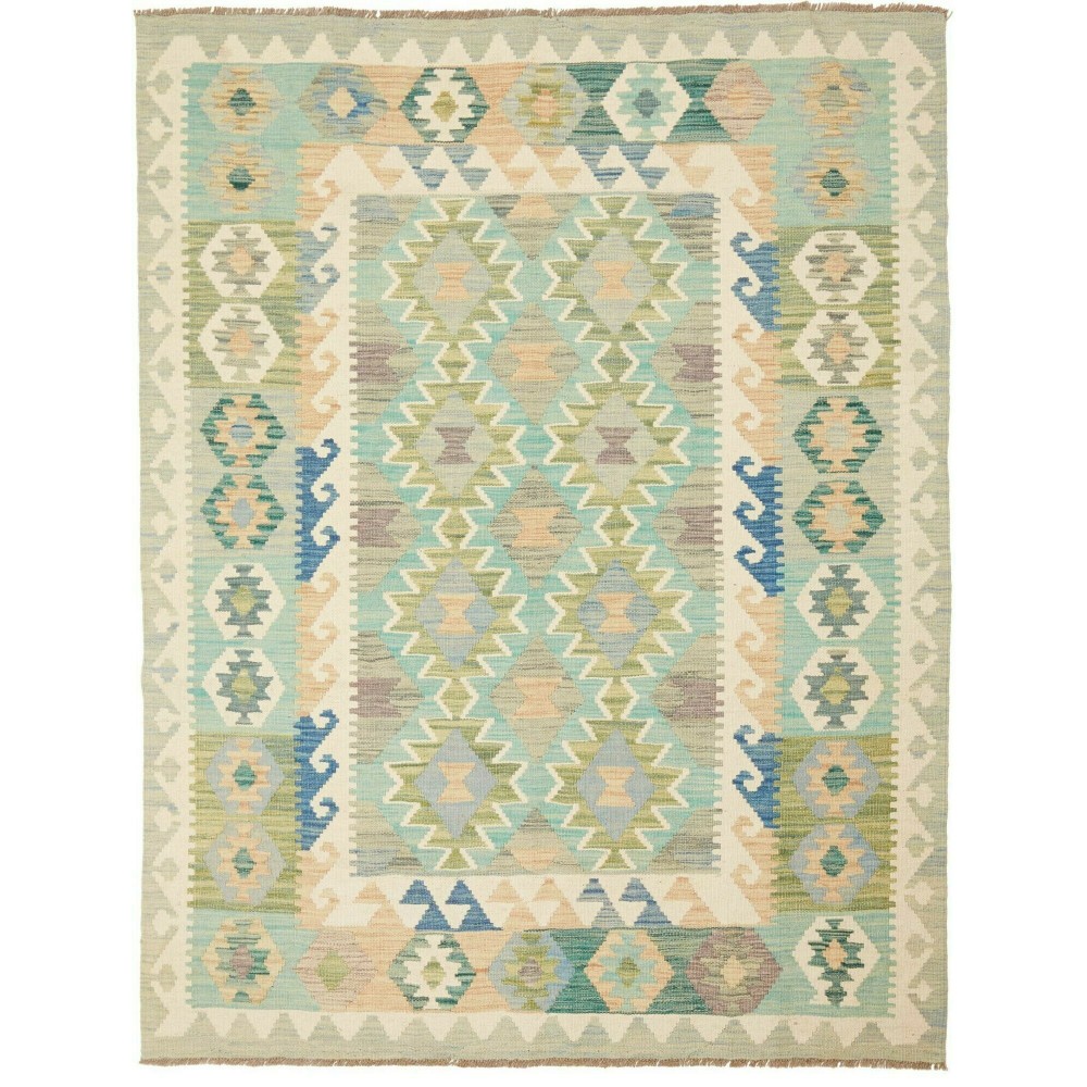 Tappeto Kilim Afghanistan beige azzurro 151x196