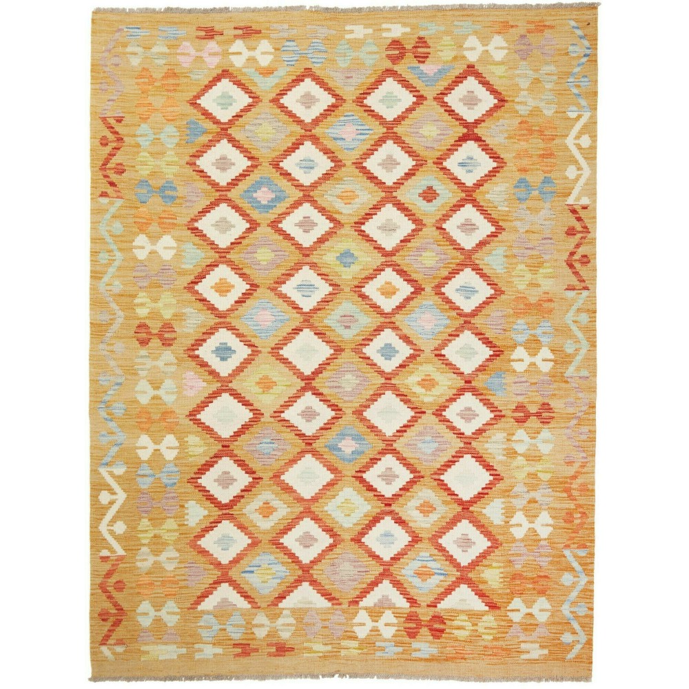 Tappeto Kilim Afghanistan marrone bianco 150x199