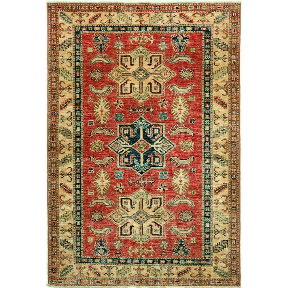 Tappeto Kazak Fine Pakistan arancione marrone 105x155 Tappeto Kazak Fine Pakistan arancione marrone 105x155