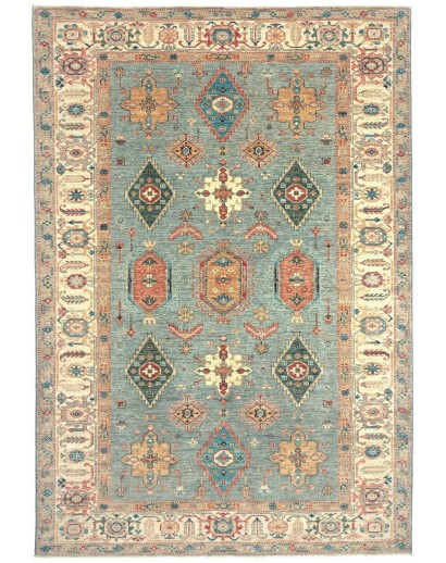 Tappeto Kazak Fine Pakistan azzurro grigio 208x303