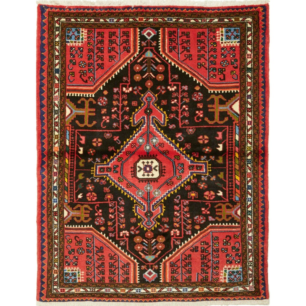 Tappeto Hamadan Persia grigio marrone 107x139