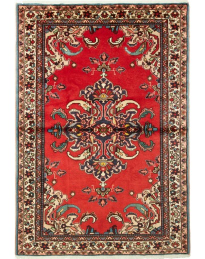 Tappeto Hamadan Persia rosso grigio 106x152