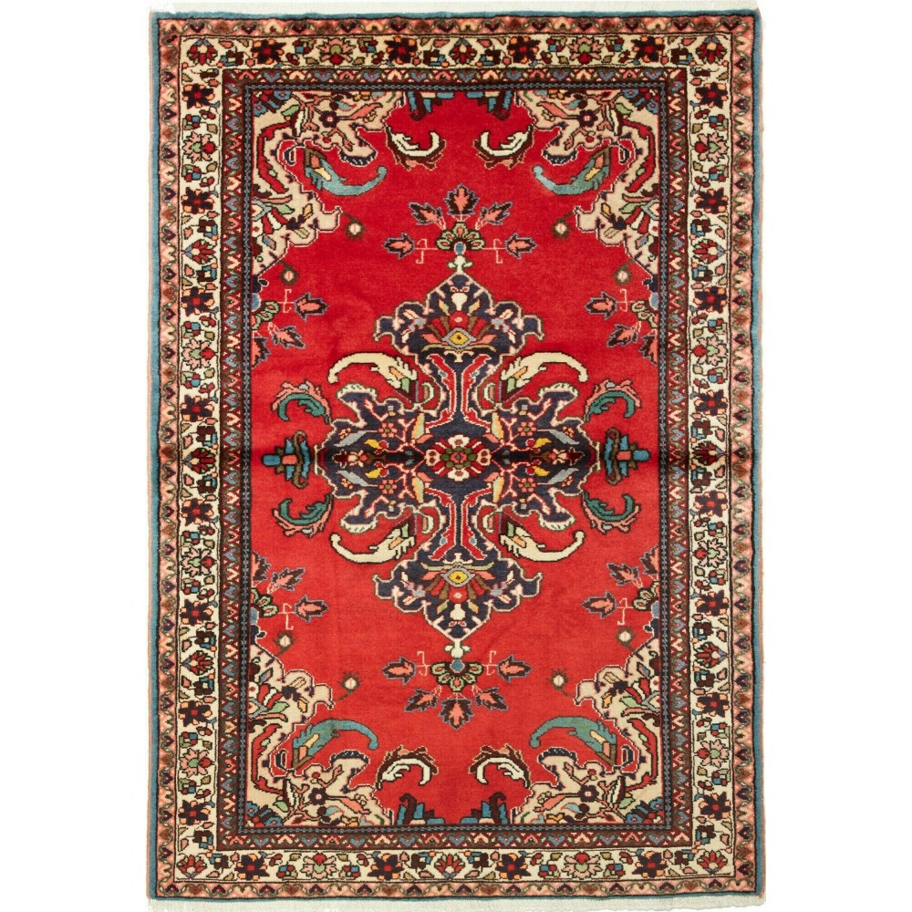 Tappeto Hamadan Persia rosso grigio 106x152