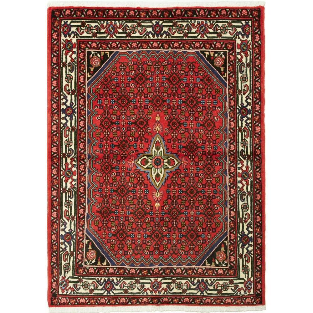 Tappeto Hamadan Persia marrone blu 106x147 Tappeto Hamadan Persia marrone blu 106x147