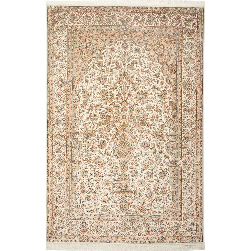 Tappeto Kashmir India giallo bianco 125x192
