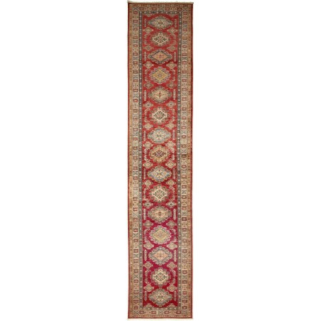 Tappeto Kazak Fine Pakistan bianco azzurro 75x412