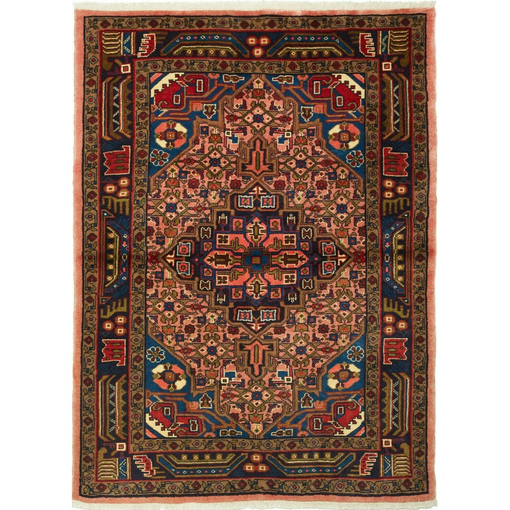 Tappeto Hamadan Persia grigio arancione 106x145 Tappeto Hamadan Persia grigio arancione 106x145