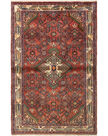 Tappeto Hamadan Persia verde rosso 100x157
