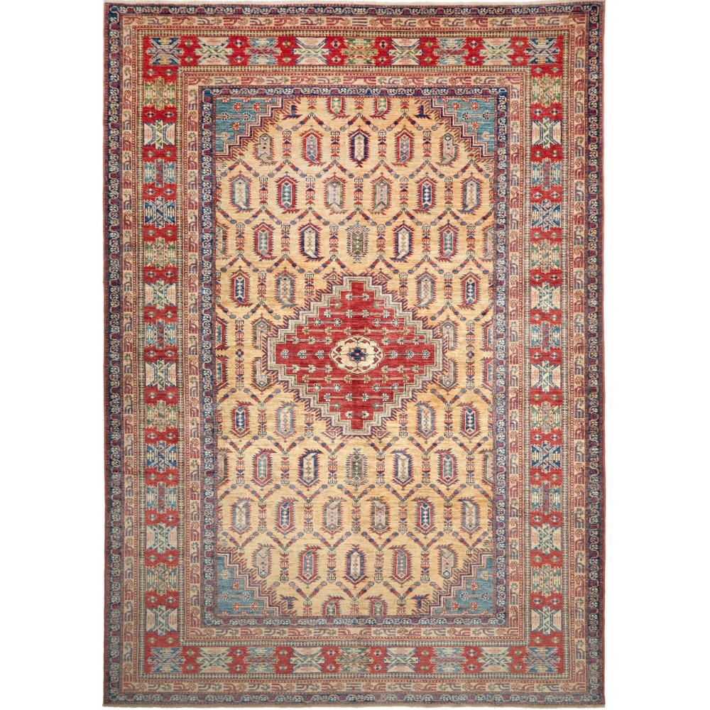 Tappeto Kazak Fine Pakistan marrone giallo 209x295 Tappeto Kazak Fine Pakistan marrone giallo 209x295