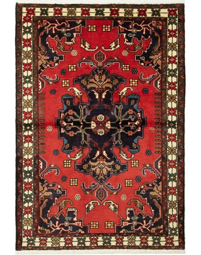 Tappeto Hamadan Persia grigio giallo 107x154