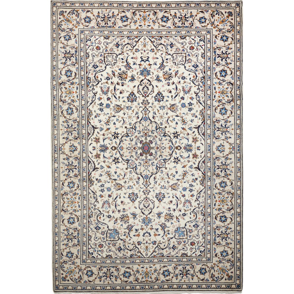 Tappeto Kashan Persia bianco grigio 197x302