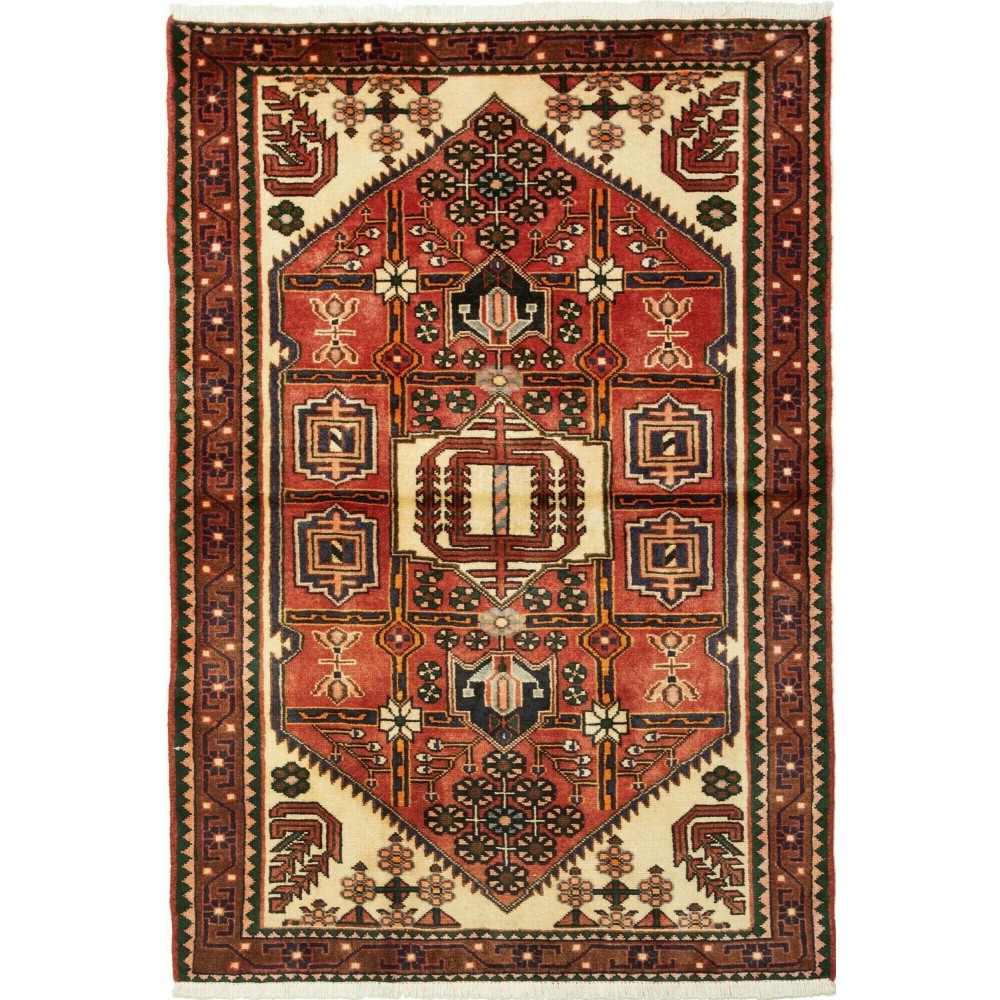 Tappeto Hamadan Persia marrone grigio 104x150 Tappeto Hamadan Persia marrone grigio 104x150