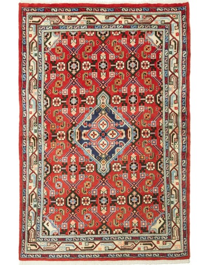 Tappeto Hamadan Persia rosso grigio 102x154