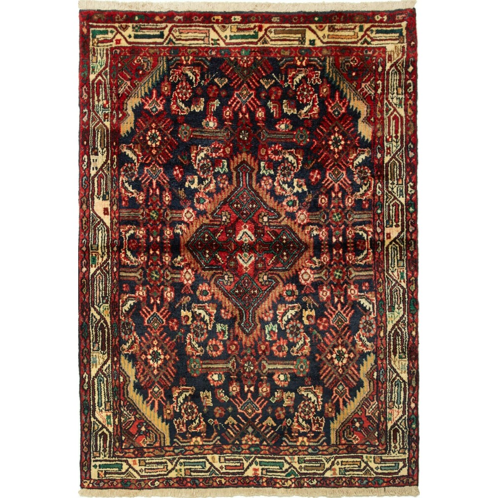 Tappeto Hamadan Persia grigio marrone 101x143 Tappeto Hamadan Persia grigio marrone 101x143