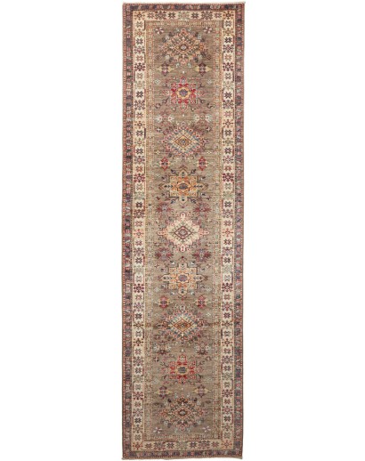 Tappeto Kazak Fine Pakistan marrone bianco 77x299