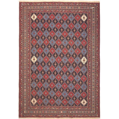 Tappeto Souzani Kilim Persia azzurro giallo 201x292