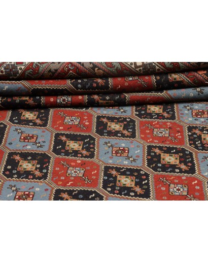 Tappeto Souzani Kilim Persia azzurro giallo 201x292