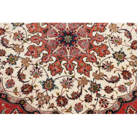 Tappeto Tabriz 50 Raj Persia bianco marrone 150x150