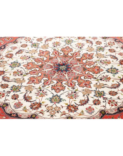 Tappeto Tabriz 50 Raj Persia bianco marrone 150x150