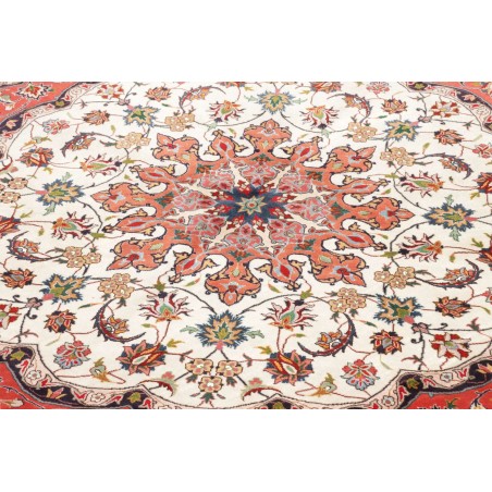 Tappeto Tabriz 50 Raj Persia bianco marrone 150x150