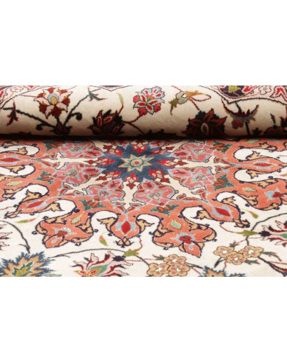 Tappeto Tabriz 50 Raj Persia bianco marrone 150x150