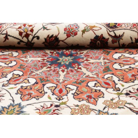 Tappeto Tabriz 50 Raj Persia bianco marrone 150x150