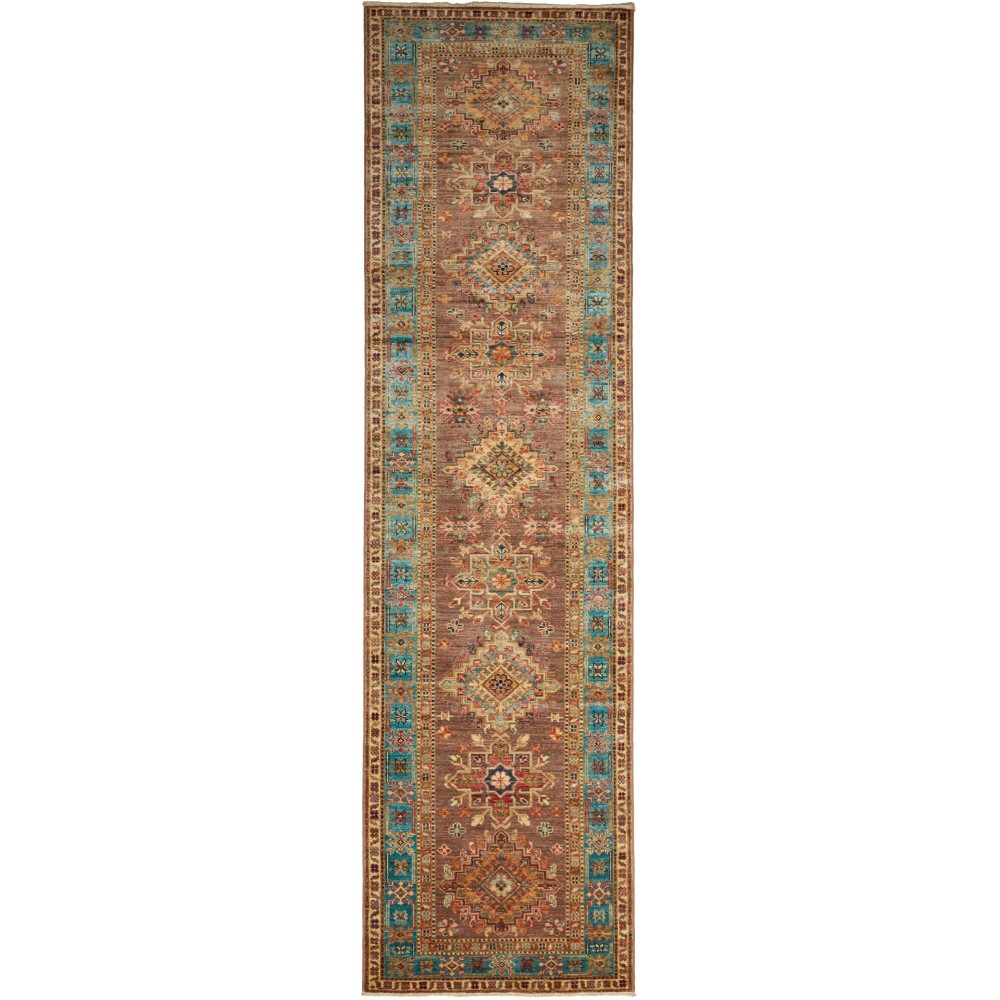 Tappeto Kazak Fine Pakistan azzurro grigio 82x298 Tappeto Kazak Fine Pakistan azzurro grigio 82x298