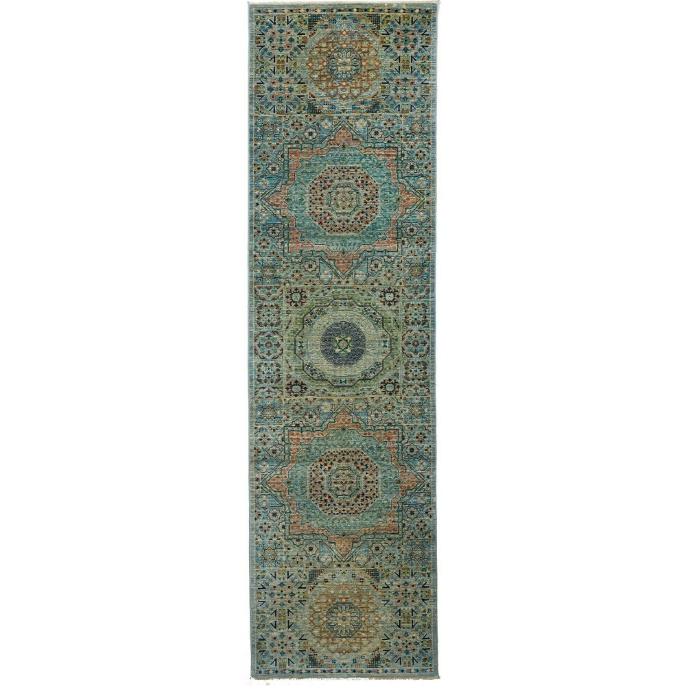 Tappeto Mamlouk Pakistan azzurro grigio 82x295 Tappeto Mamlouk Pakistan azzurro grigio 82x295