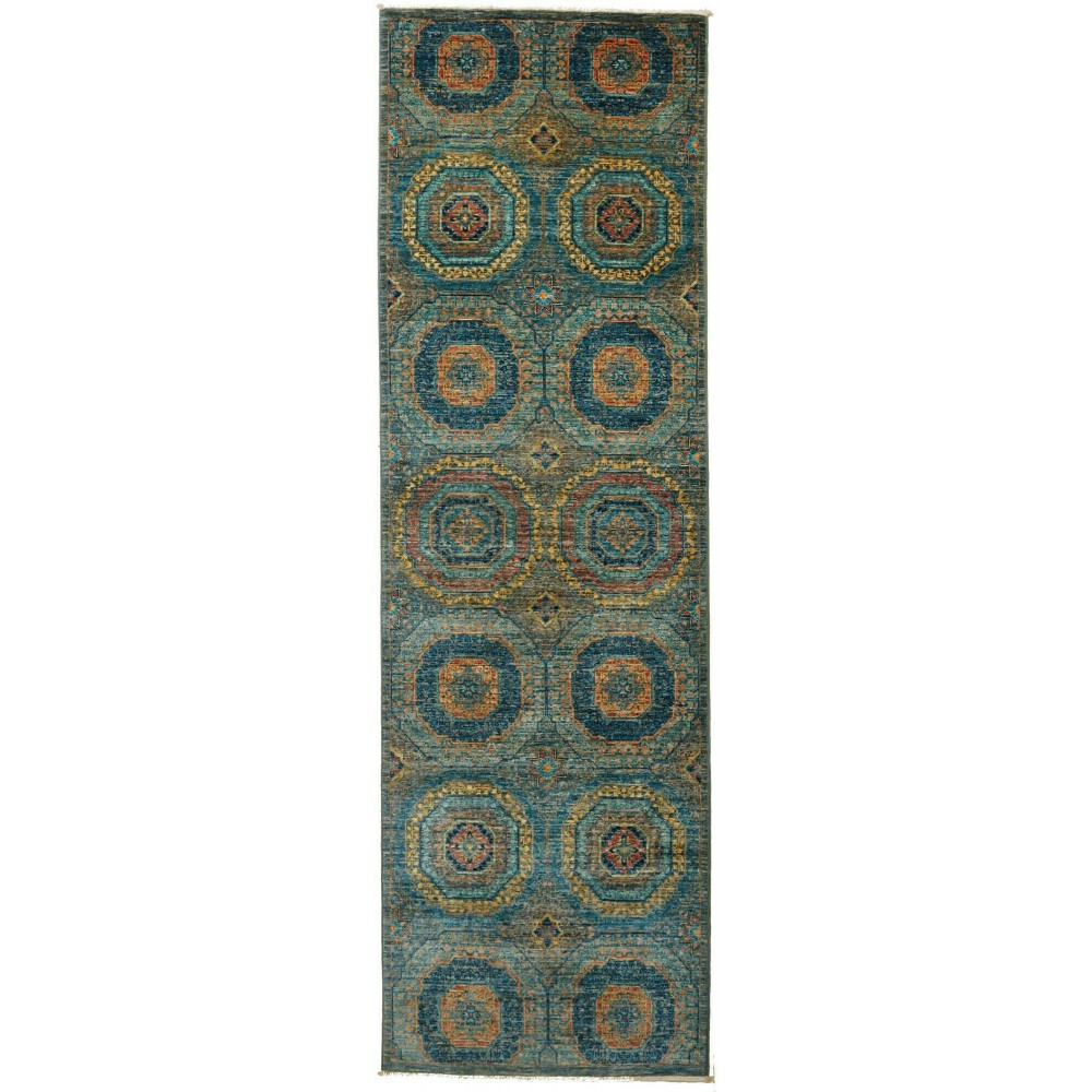 Tappeto Mamlouk Pakistan azzurro grigio 80x255 Tappeto Mamlouk Pakistan azzurro grigio 80x255
