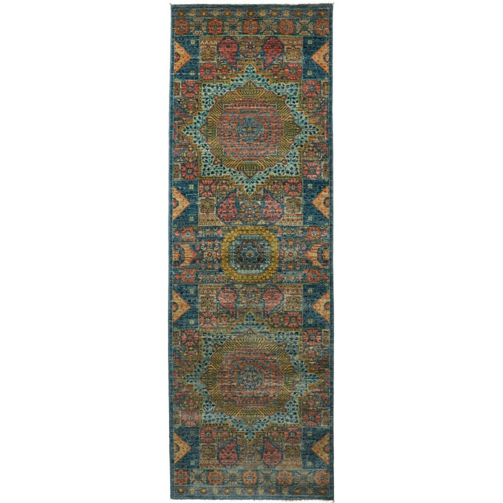 Tappeto Mamlouk Pakistan azzurro grigio 82x255 Tappeto Mamlouk Pakistan azzurro grigio 82x255