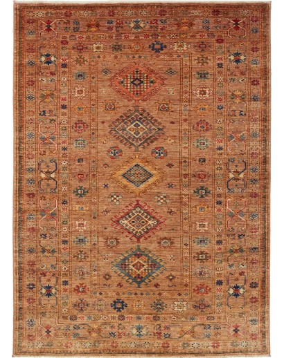 Tappeto Kazak Fine Pakistan marrone giallo 147x205
