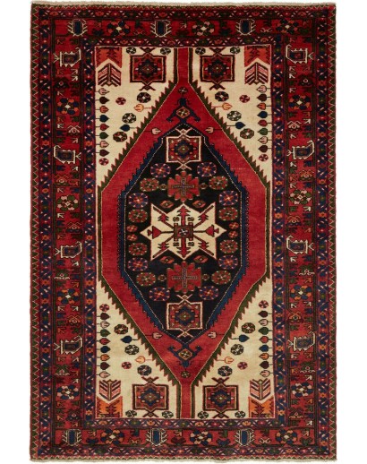 Tappeto Hamadan Persia blu marrone 136x203