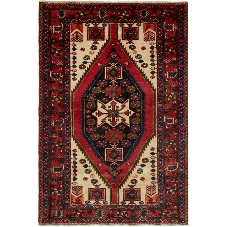 Tappeto Hamadan Persia blu marrone 136x203