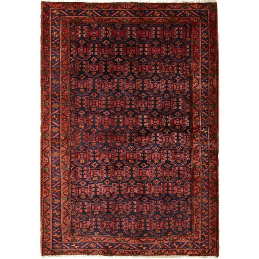 Tappeto Hamadan Persia grigio rosso 140x198 Tappeto Hamadan Persia grigio rosso 140x198