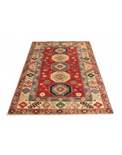 Tappeto Kazak Fine Pakistan rosso grigio 148x191