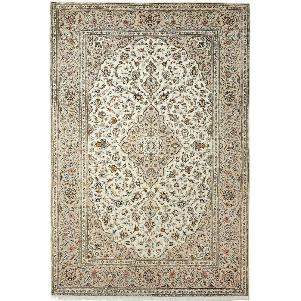 Tappeto Kashan Persia beige verde 195x293 Tappeto Kashan Persia beige verde 195x293