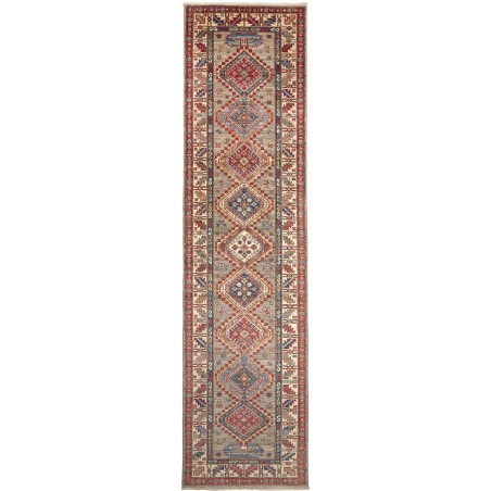 Tappeto Kazak Fine Pakistan bianco grigio 77x309