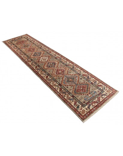 Tappeto Kazak Fine Pakistan bianco grigio 77x309