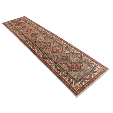 Tappeto Kazak Fine Pakistan bianco grigio 77x309