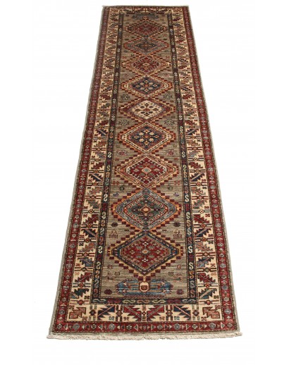 Tappeto Kazak Fine Pakistan bianco grigio 77x309