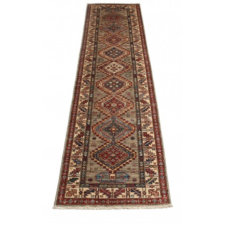 Tappeto Kazak Fine Pakistan bianco grigio 77x309