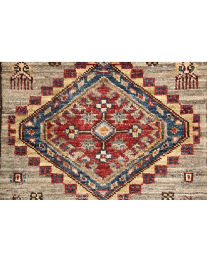 Tappeto Kazak Fine Pakistan bianco grigio 77x309