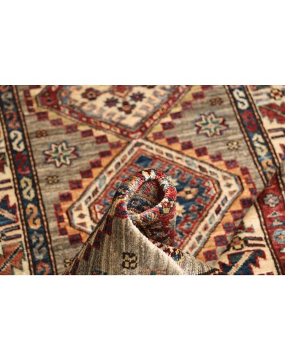 Tappeto Kazak Fine Pakistan bianco grigio 77x309