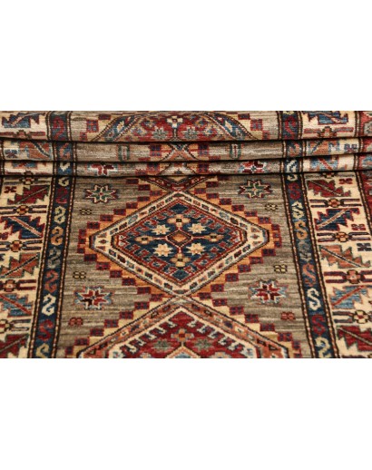 Tappeto Kazak Fine Pakistan bianco grigio 77x309