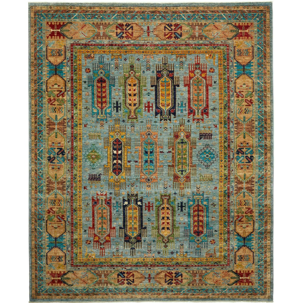 Tappeto Tribal Pakistan azzurro marrone 245x305 Tappeto Tribal Pakistan azzurro marrone 245x305