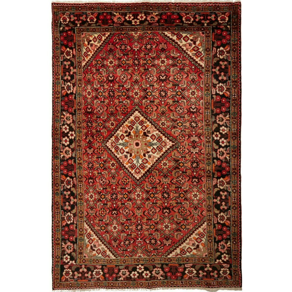Tappeto Hamadan Persia marrone blu 150x228 Tappeto Hamadan Persia marrone blu 150x228