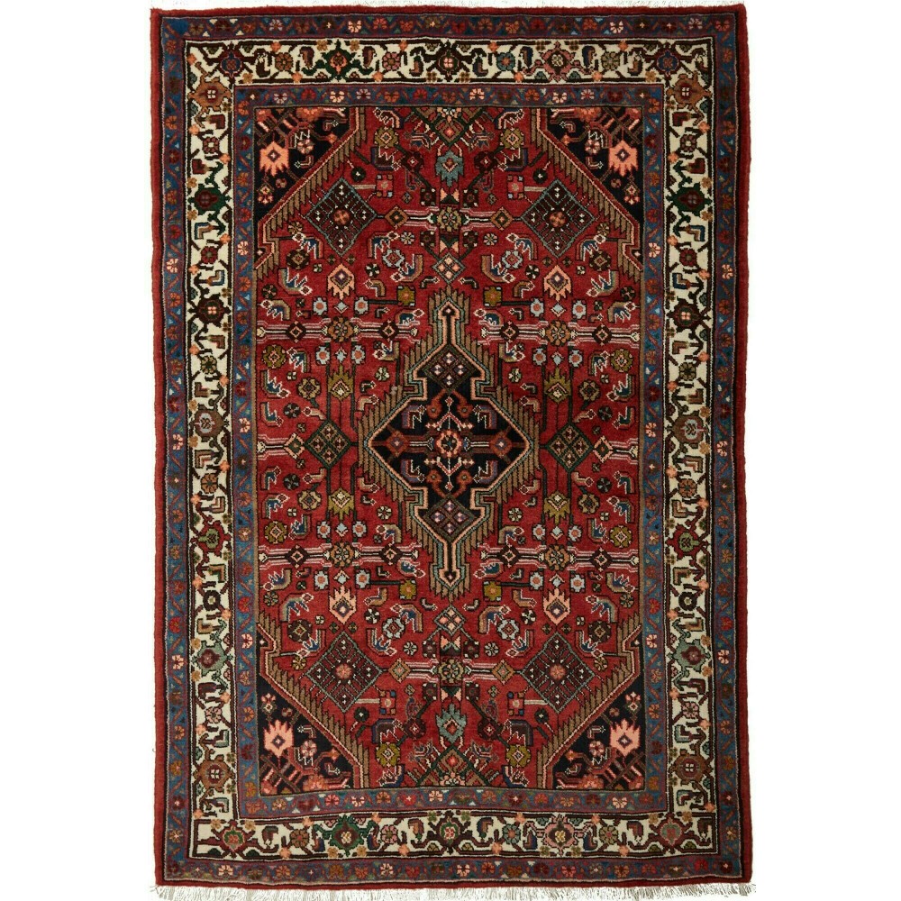 Tappeto Hamadan Persia grigio marrone 130x195 Tappeto Hamadan Persia grigio marrone 130x195