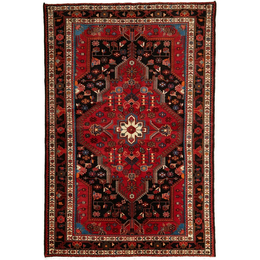 Tappeto Hamadan Persia blu marrone 146x217 Tappeto Hamadan Persia blu marrone 146x217