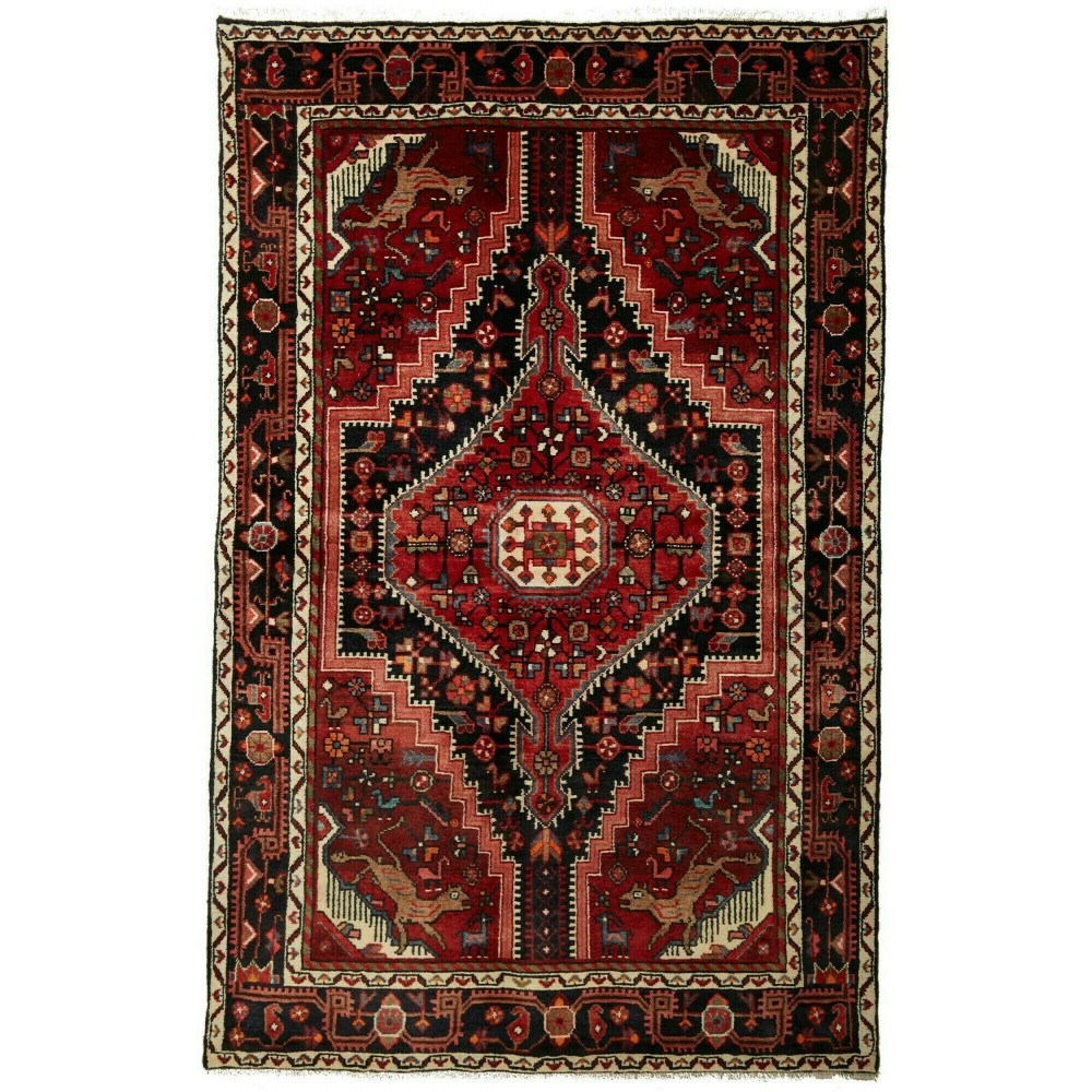 Tappeto Hamadan Persia blu marrone 140x220 Tappeto Hamadan Persia blu marrone 140x220
